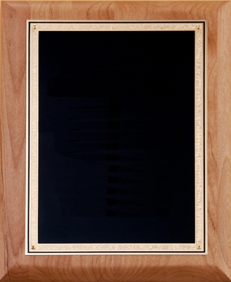 Natural adler wood plaque with black plate