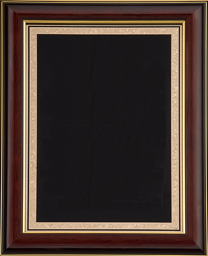 Rosewood plaque with black plate
