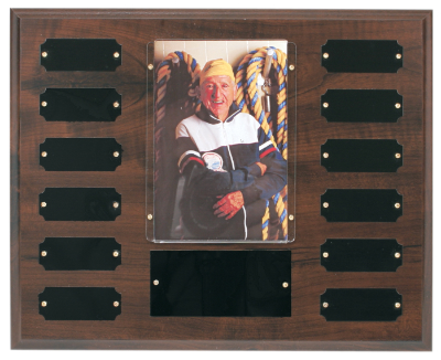 Cherry Finish Perpetual Photo Plaque - 12 plate