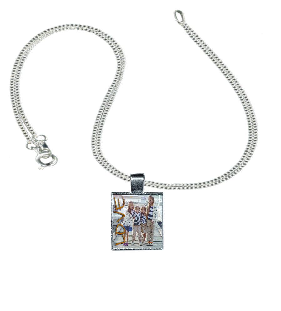 Square Pendant with Silver Plated Chain